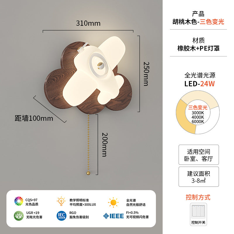 Wall lamp simple modern creative cloud plane children's room wall lamp log wind bedroom bedside ambient lamp