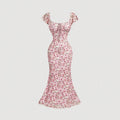 french skirt sweet new arrival puff sleeves romantic elegancefloralsprinting waist a swing mini dress