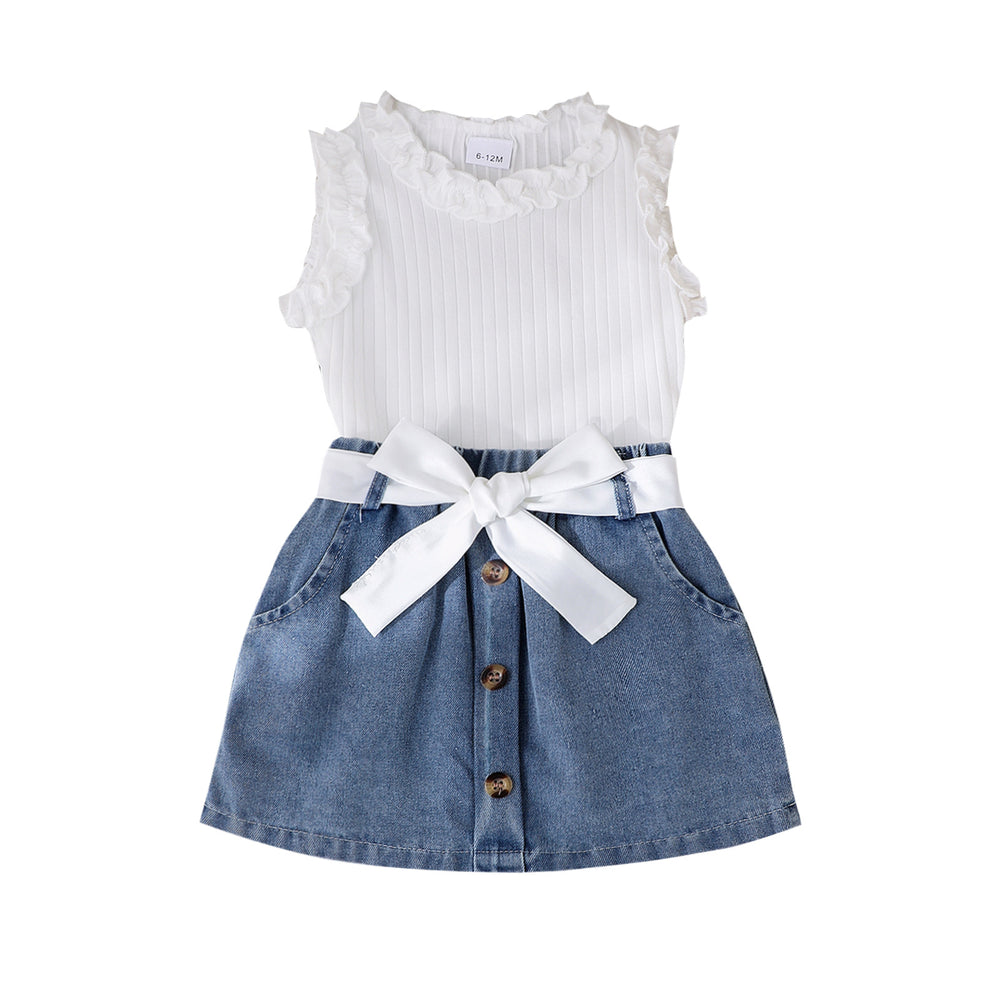 Children's clothing  cross-border girl pit vest + denim skirt fashionnew arrival