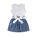 Children's clothing  cross-border girl pit vest + denim skirt fashionnew arrival