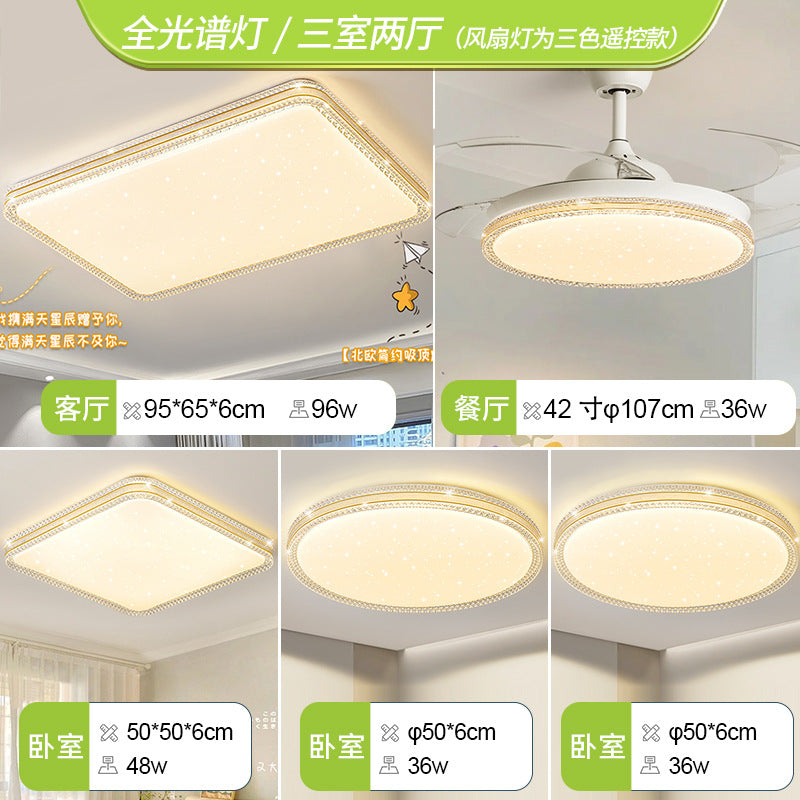 2025 New Lighting Bedroom Living Room Light Modern Simple Atmosphere Full Spectrum Eye Protection Ceiling Light Whole House Package
