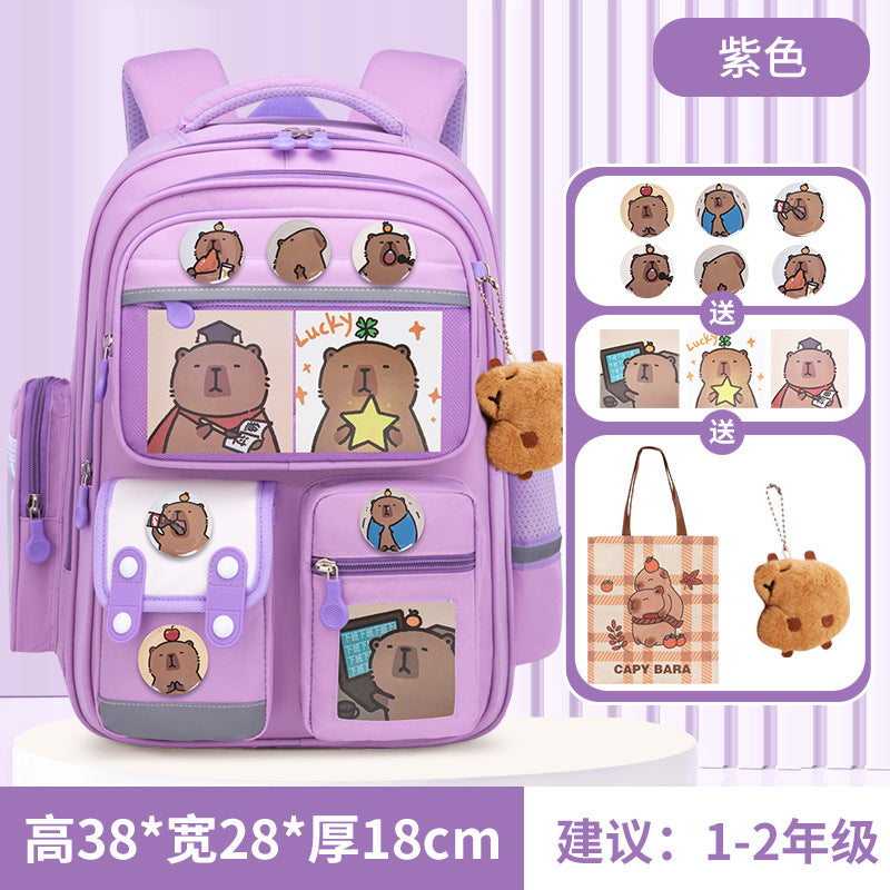 Kapibara new primary school bag, men's and women's 1-3-6 grades, light spine protection, large-capacity children's backpack