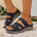 new arrival: plus size wedge heel platform slides - women's casual peep-toe thong sandals for cross-border e-commerce