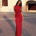 European and american export women's clothing  summer new fashion ruched sexy backless round neck sleeveless bodycon dress