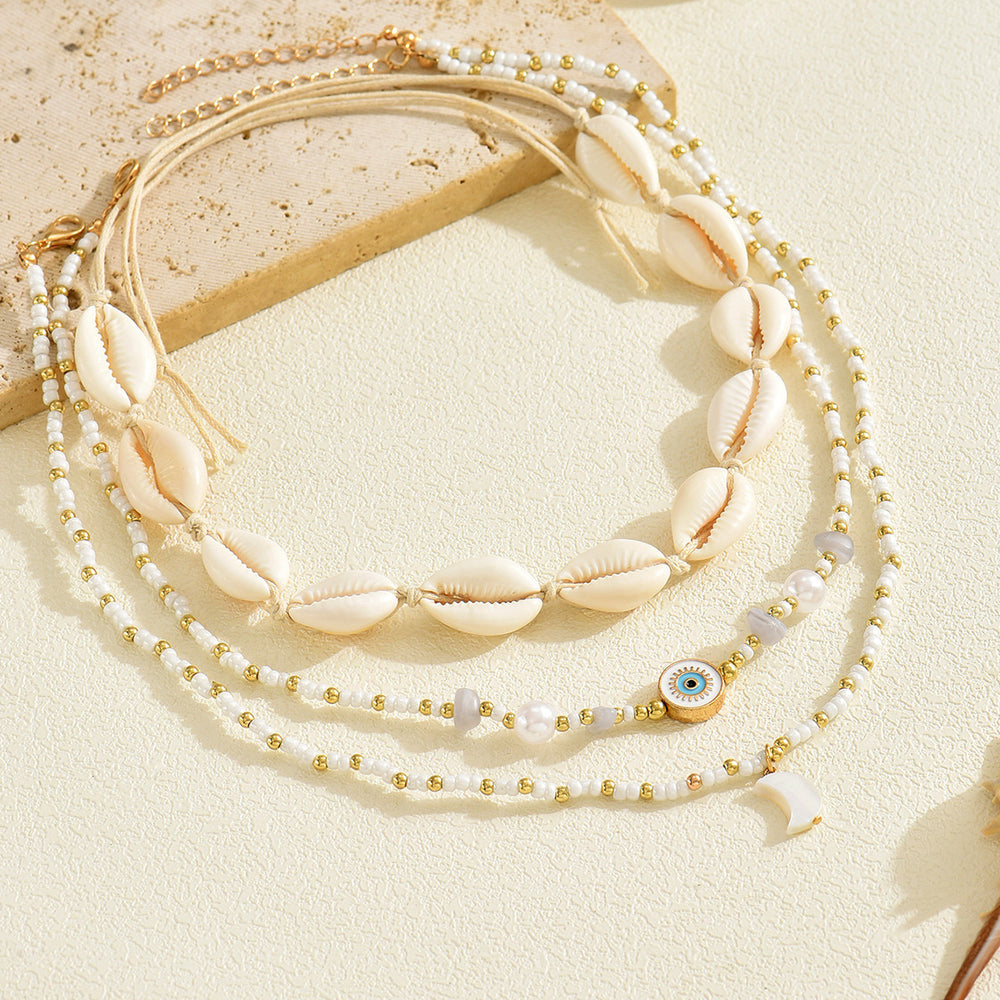 Pearl necklace wholesale: european & american cross-border jewelry sets for women - beach vacation style, seashell necklaces, light luxury niche accessories
