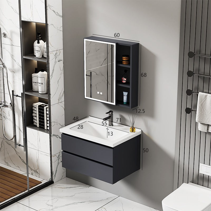 Hotel-style honeycomb aluminum bathroom vanity set with integrated ceramic basin, smart waterproof and moisture-proof washbasin for bathroom use