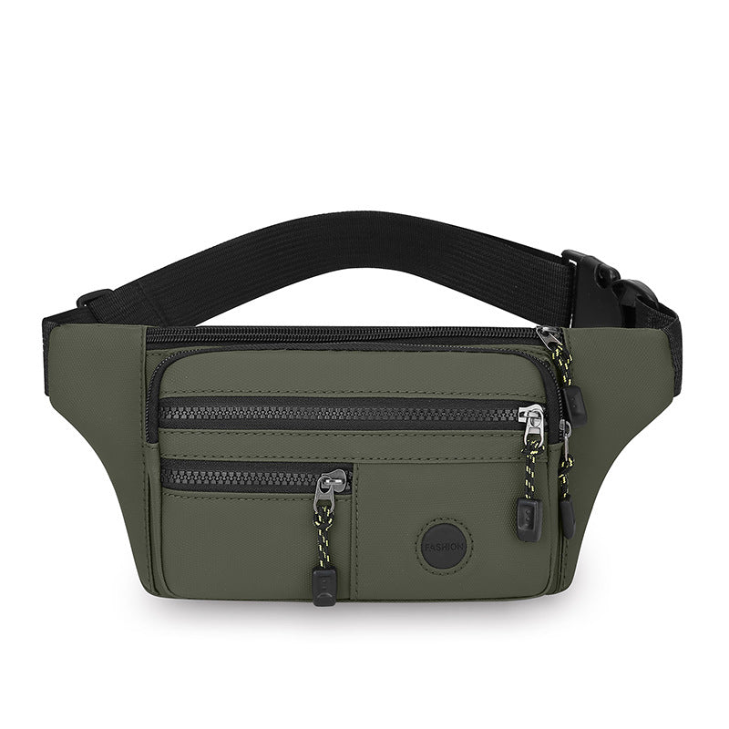 Solid color simple and lightweight men's breast bag multi-layer portable cash register fanny pack PU leather film casual going out shoulder messenger bag