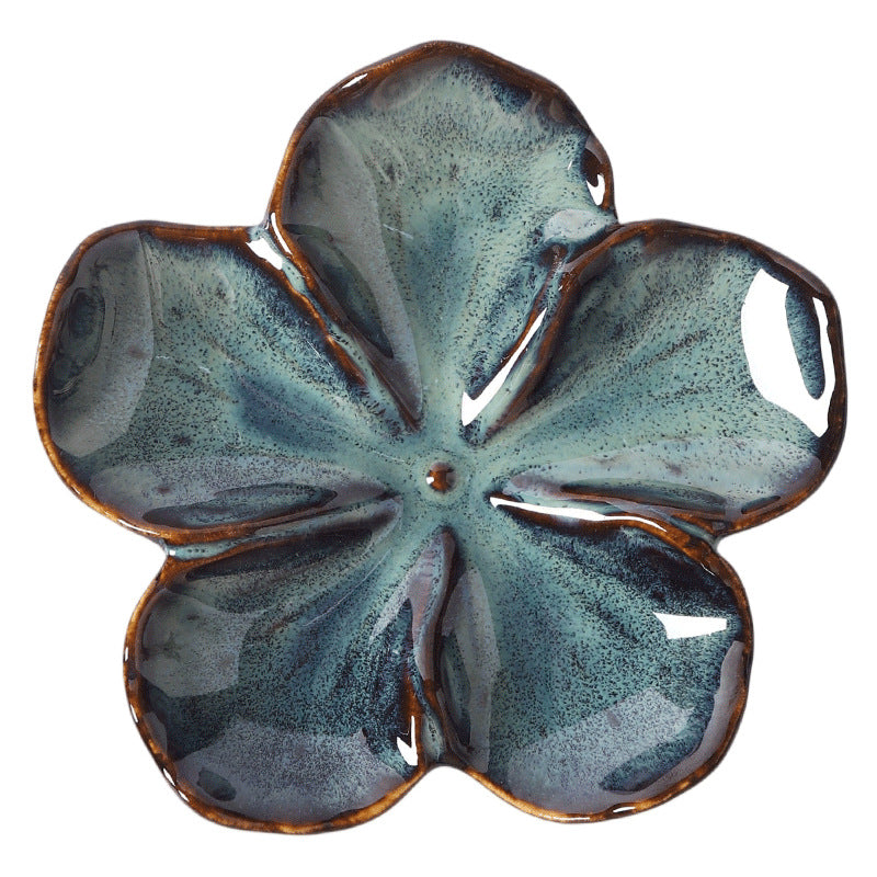 Retro japanese ceramic dish flower shape small dish creative dish dipping dish side dish multi-color kiln dish