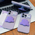Suitable for iphone 18 purple little monster holder mobile phone case apple 17pro ghost sticker cute protective cover