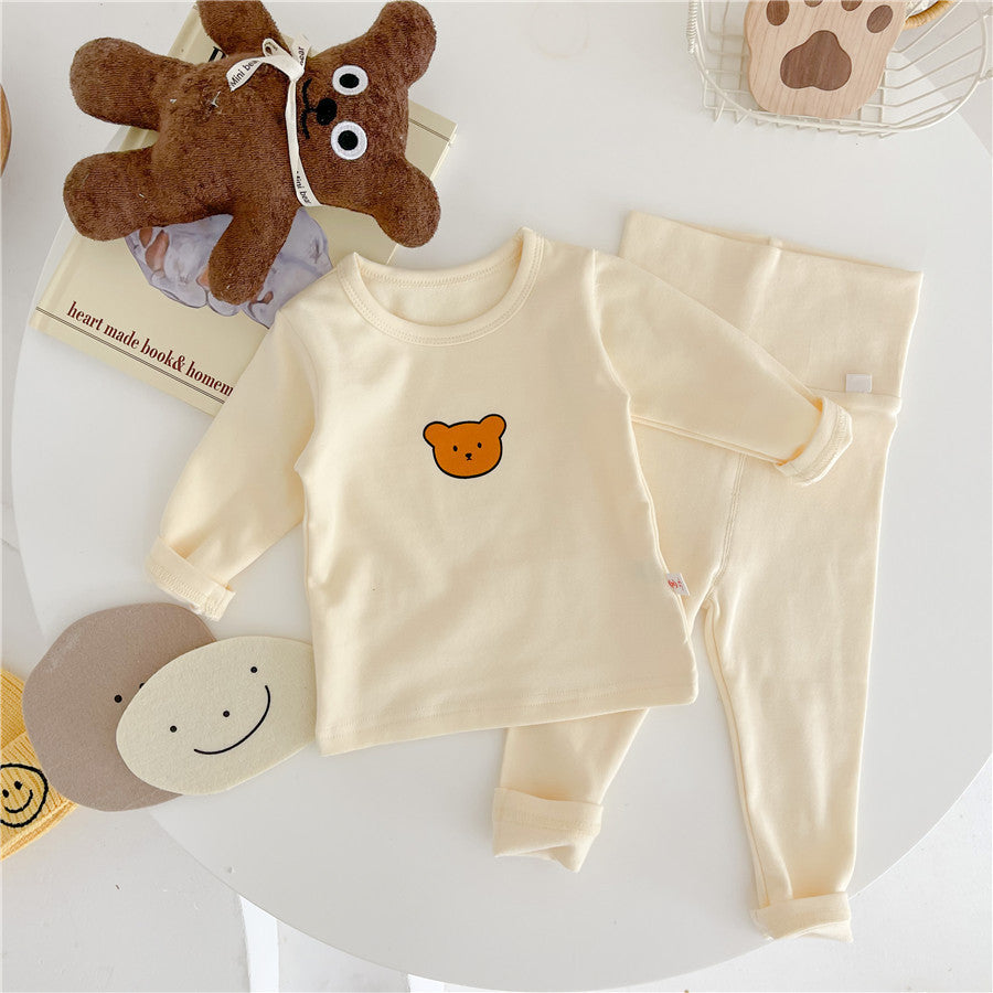 new korean style ins-style spring/autumn baby thermal underwear set - belly protection, loungewear, and sleepwear