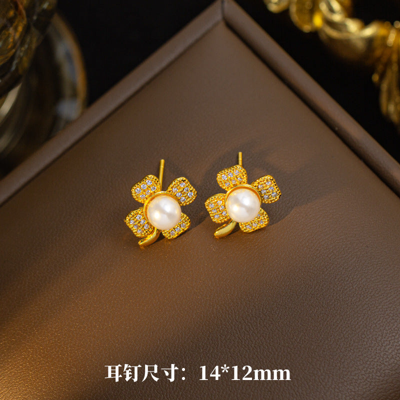 [set] cross-border fashion elegant light luxury full zirconium sweater chain exquisite copper micro-embedded earrings necklace jewelry combination