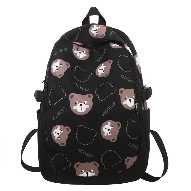 New Bear School Bag Female Junior High School Student High School Student Backpack Versatile Large Capacity High Value Burden Reduction Backpack