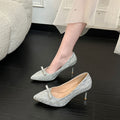 Plus size stiletto heels - 2026 new korean style bow detail - unique evening gown, party, and wedding shoes