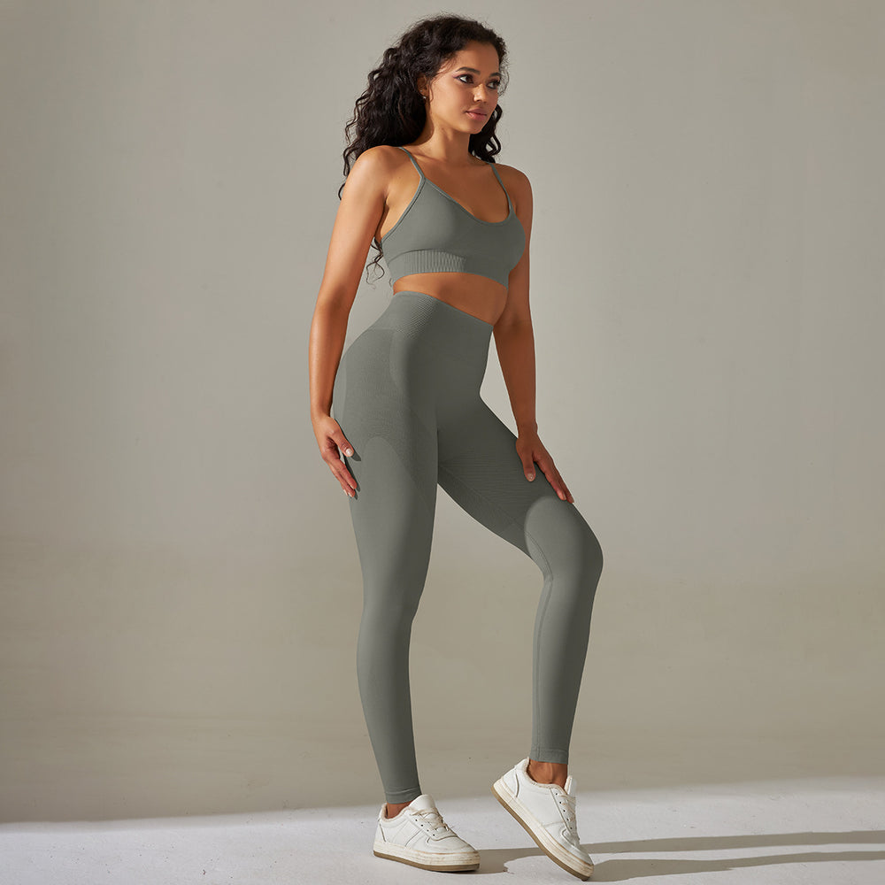 fashion seamless knittingpure color back belly tightening butt lifting intimates yoga suit running fitness nine-point pants