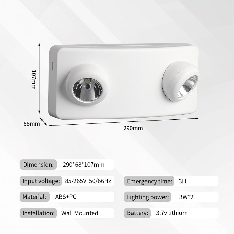 Cross-border LED fire emergency light Wall-mounted double-head light Shopping mall corridor bright flame retardant  emergency lighting
