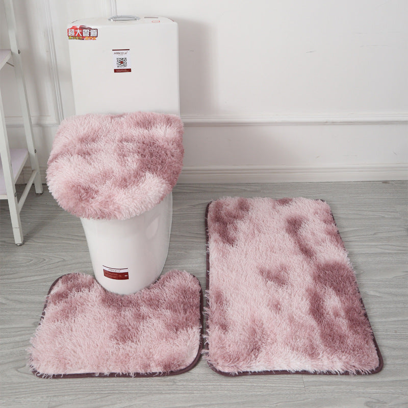 Custom tie-dye plush toilet seat cover set - non-slip floor mats & absorbent bathroom accessories - hot selling on