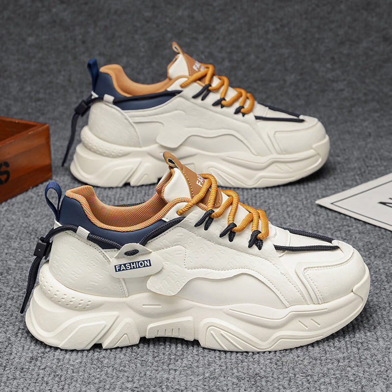 Dad shoes men's shoes 2026 spring new breathable trendy shoes men's trendyeasiest for matchthick sole heightened casual sports shoes