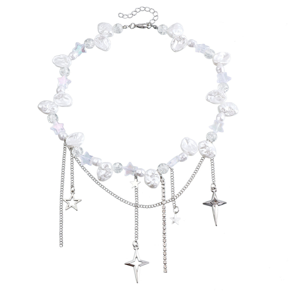 Pearl necklace wholesale fashion cross-border light luxury sense of design tassel necklace women's star multi-layer classy sense sweater chain