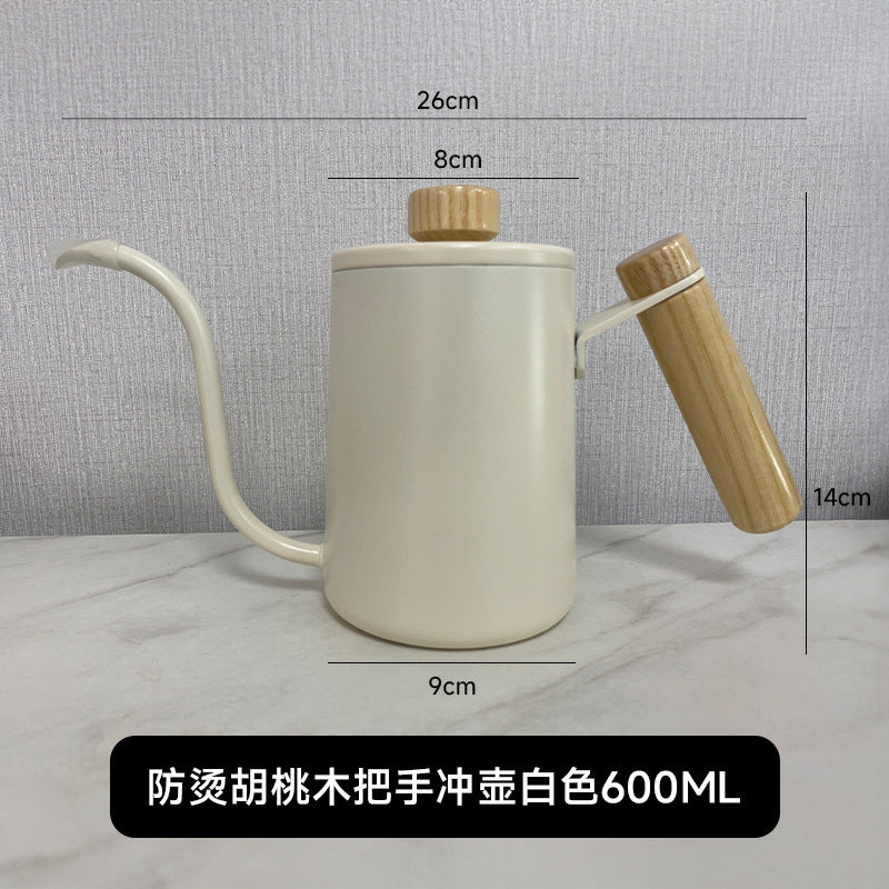 304 stainless steel hand brewing kettle walnut handle thin spout coffee pot outdoor hand brewed coffee utensils hanging ear drip kettle