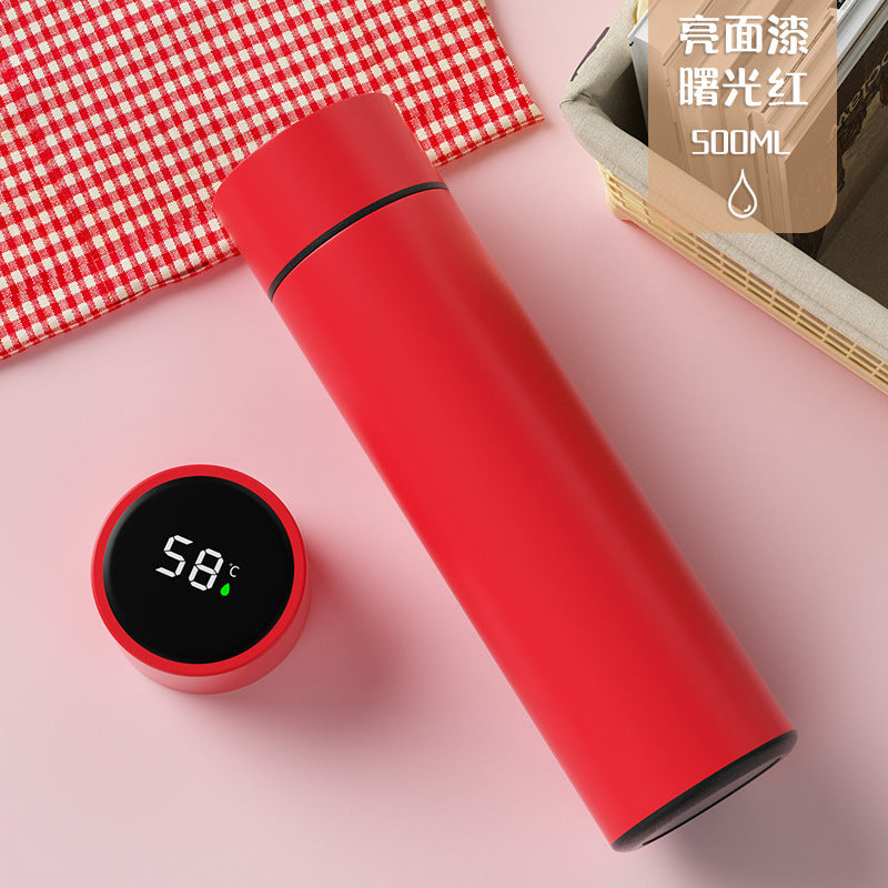 Digital display 316 stainless steel thermos - smart temperature monitoring, straight cup design, business gift, promotional water bottle with custom logo