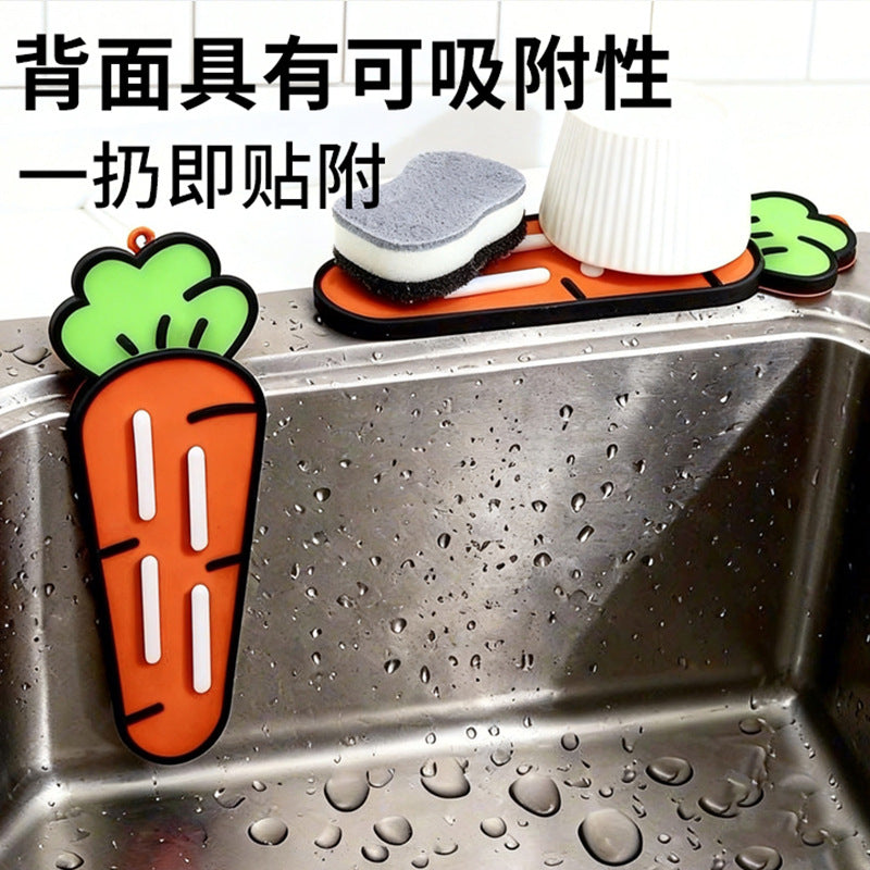 Authentic cartoon carrot storage organizer - multifunctional draining, non-slip, and heat-resistant mat for kitchen stovetops