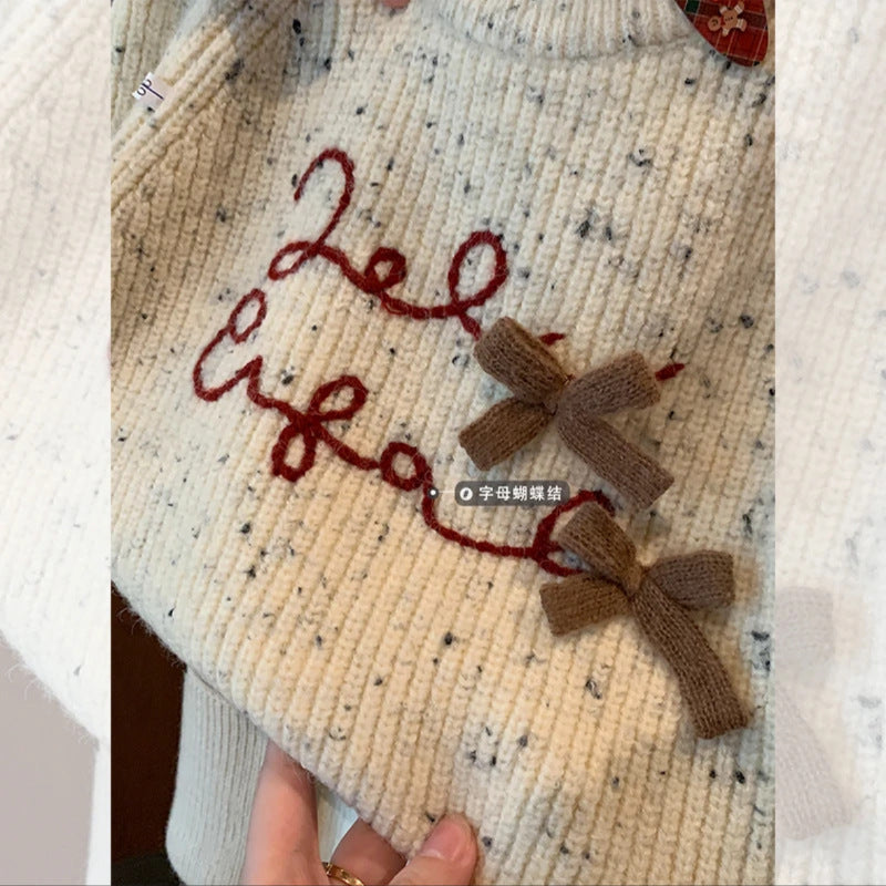 Girls' sweater  new spring trendy korean style 3d bow pullover top for toddlers