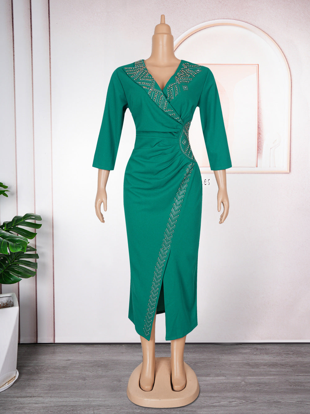 new arrivalplus size african women's clothing elegancefashiondress studded high waist figure-hugging hip skirt