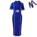 D587 european and american style women's  new fashion short-sleeve blazer collar high-waisted ruffle trim export ol cross-border dress
