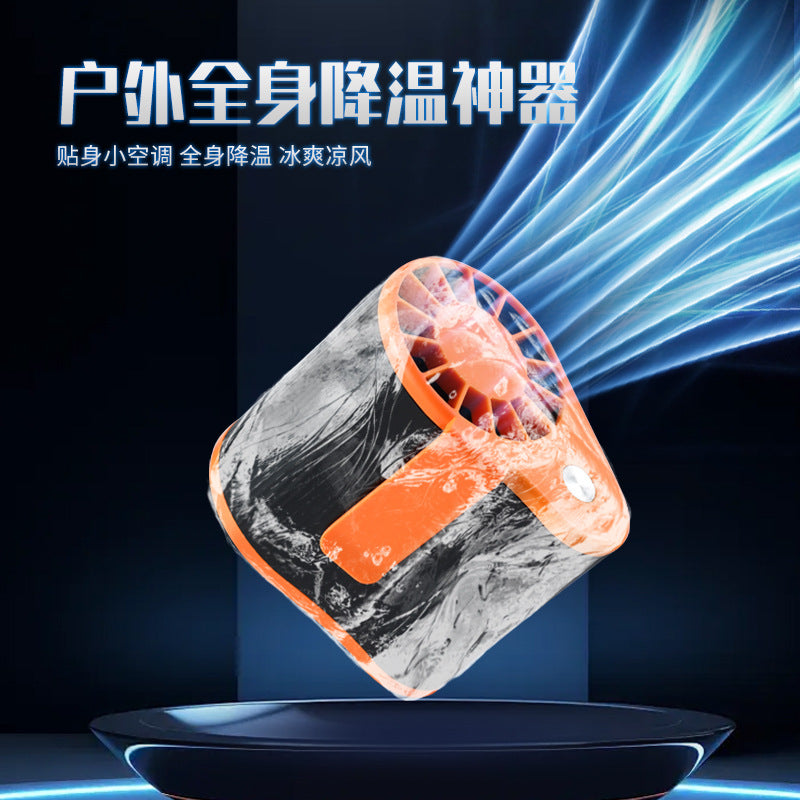 new camping style leafless waist fan student outdoor handheld portable mini waist leafless fan
