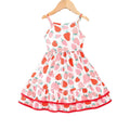Kids' strawberry ice cream digital print cami dress with double-layered hem