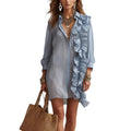 Amazon vacation style minimalist ruffle polo dress - women's new summer slimming bodycon mini dress