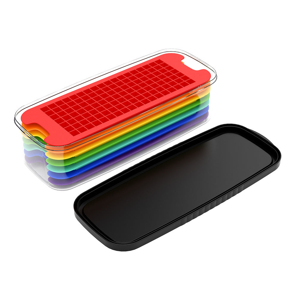 Silicone ice grid rainbow color mini ice cube whiskey juice easy demoulding ice storage ice box, ice cube mold