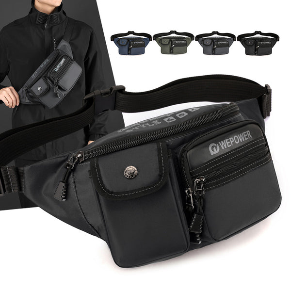 WEPOWER New Men's Functional Wind Fanny Pack Simple and Lightweight Crossbody Shoulder Bag Multi-layer Outdoor Storage Breast Bag