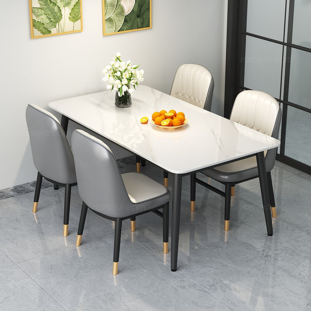 Rock slab dining table rental house for home modern casualaccessible luxury dining table living room rectangular dining table and chair combination
