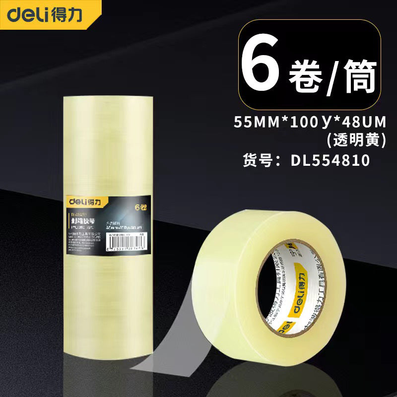 Deli high viscosity scotch tape Internet celebrity express adhesive paper 45-60 wide and long 91 meters transparent glue whole box
