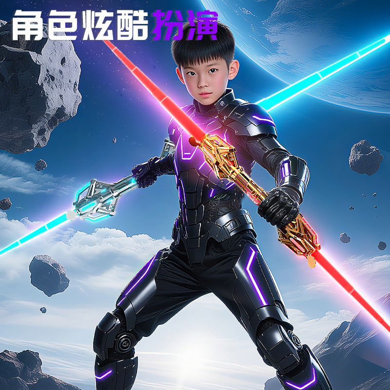 Kids' star wars light-up lightsaber toy - red flare, extendable, rotating, glowing giant sword, glow stick toy