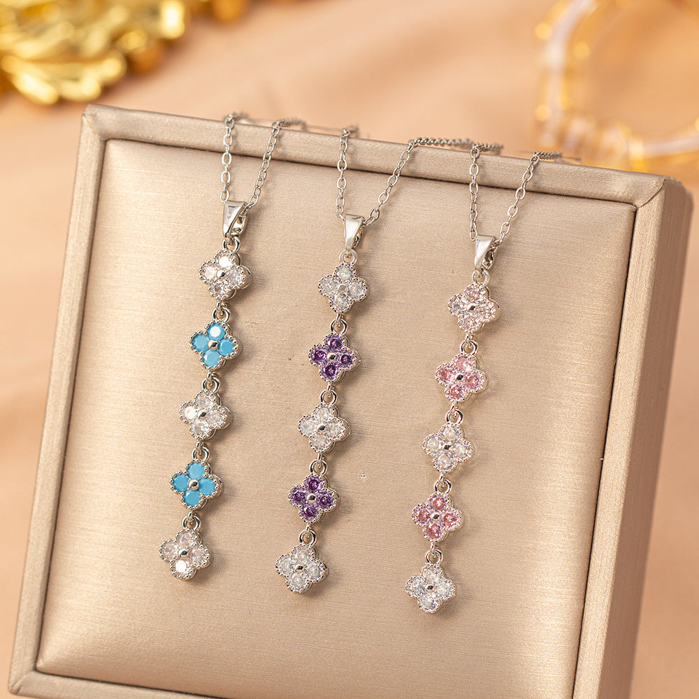 [titanium steel] fashionable and versatile four-leaf clover necklace for women, accessible luxury, high-end elegant clavicle chain jewelry