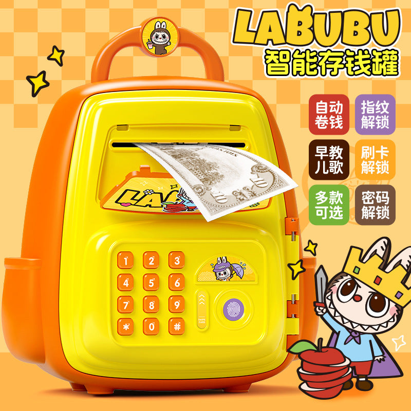 Nezha school bag piggy bank boy good-looking password lock kids toy artificial fingerprint only goes in and out of large capacity