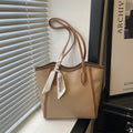 new arrival silk scarf satchel bag women's fashion large capacity contrast color tote bag 2026springnew arrival contrast color women's bag