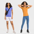 New women's short-sleeve crew neck activewear t-shirt - running, fitness, slim fit, breathable, shaping yoga top - s2067
