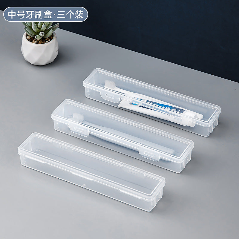 Multifunctional small storage box with lid Transparent plastic storage Toothbrush box Travel toothpaste Electric toothbrush storage box