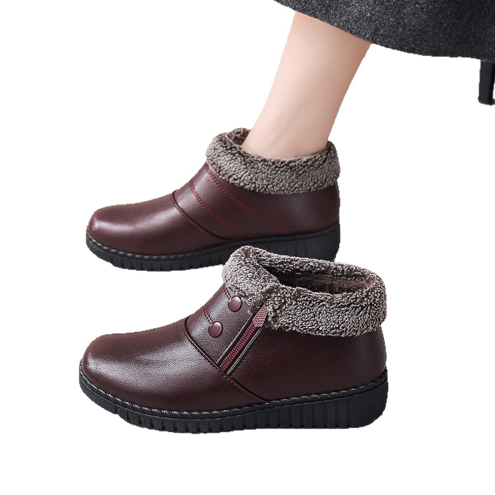 Ladieswear shoes cotton shoes women's winterfleece-linedheattech snow boots old beijing cloth shoes cotton middle-aged and elderly non-slipflats short boots