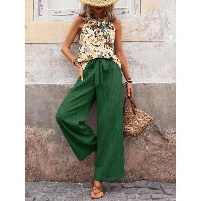 Shipped:  european and american  hot-selling sleeveless top and pants premium two-piece set for independent e-commerce stores
