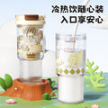 Large capacity outdoor portable cartoon handle double drink plastic cup multi-color leak-proof water bottle kids travel tumbler