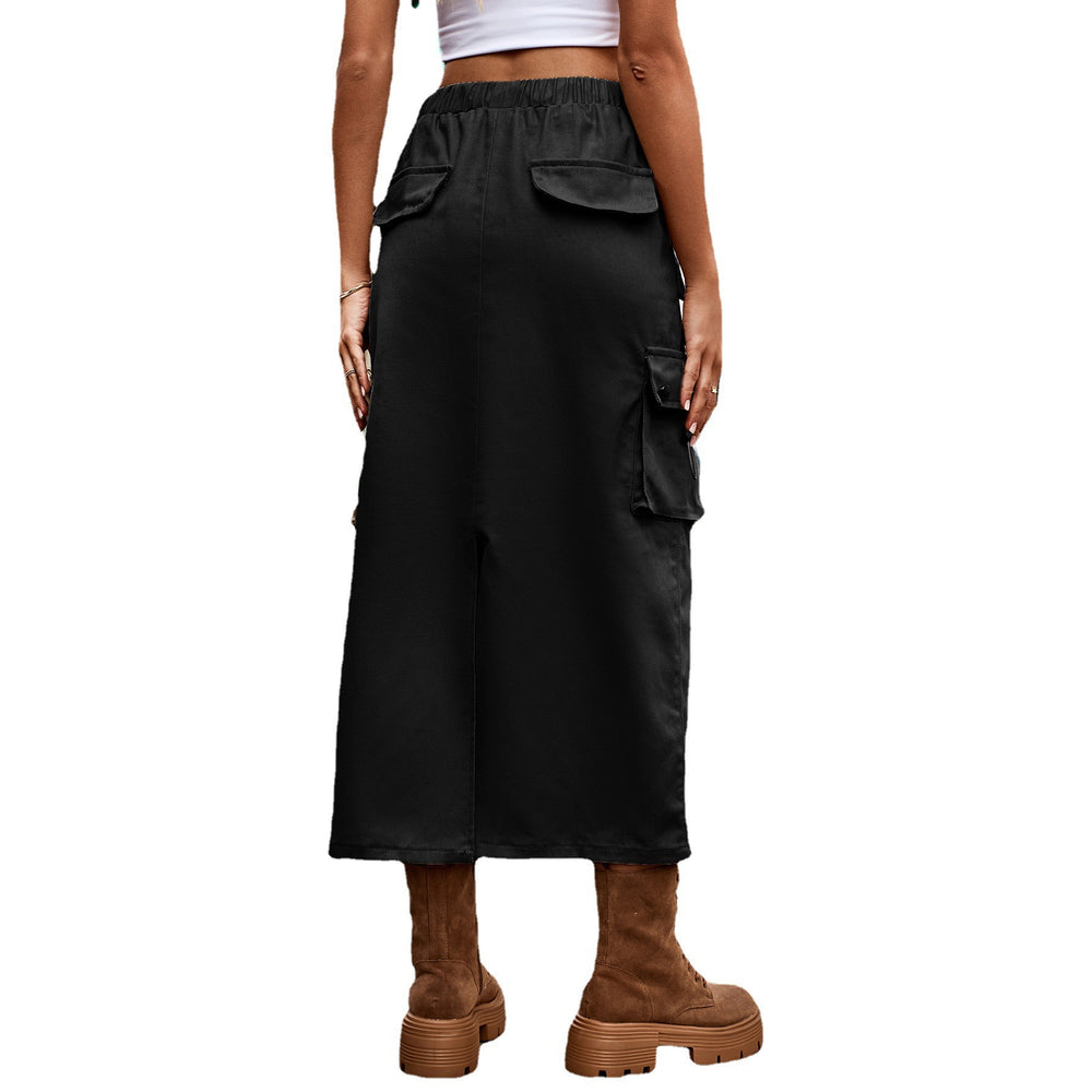 European and american cross-border e-commerce women's apparel: new heavy-duty drawstring design denim work skirt/utility skirt for independent websites and
