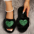 Fall and winternew arrivalfleece-linedthickened fur slippers for women, peach heart indoor and outdoor thick sole home confinement open cotton slippers for women