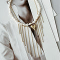 European and american cross-border baroque imitation pearl necklace - unique, versatile, heart-shaped, elegant tassel sweater chain necklace for women