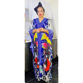 African women's plus size printed holiday beach dress loose sun protection robe  chiffon dress two-piece set