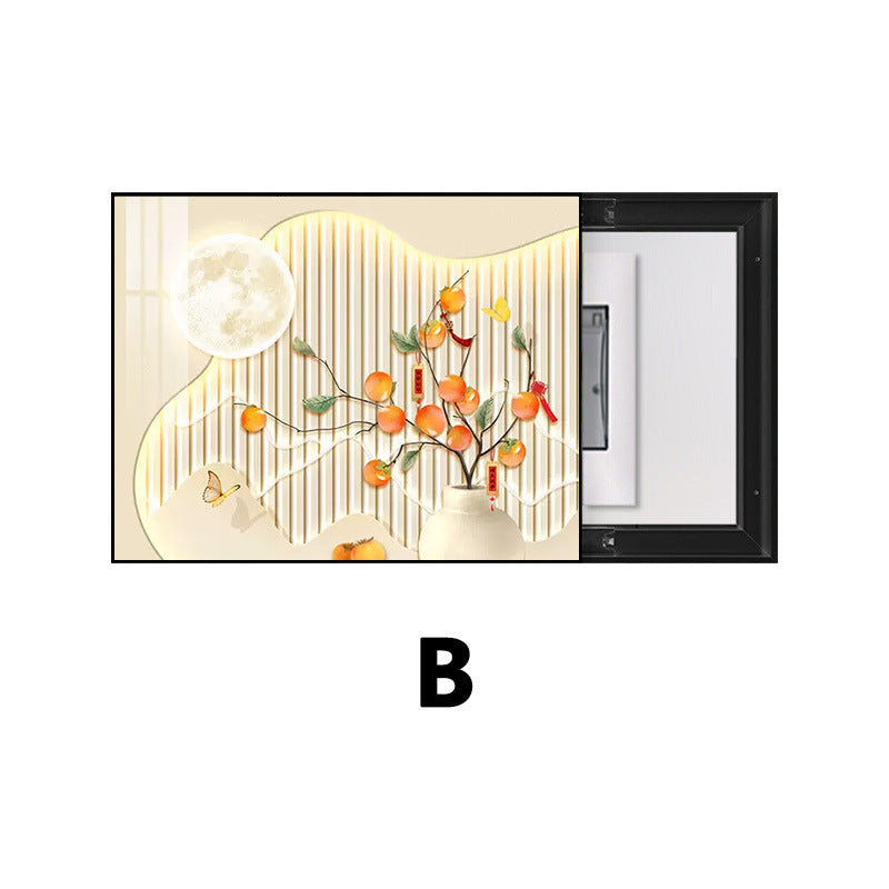 Persimmon Ruyi meter box decorative painting cream wind free punching distribution box multimedia switch box mural