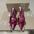 Za2024autumnew arrival high heelsfashioneasiest for match women's shoes daily casualbows pointed toe frenchflats women